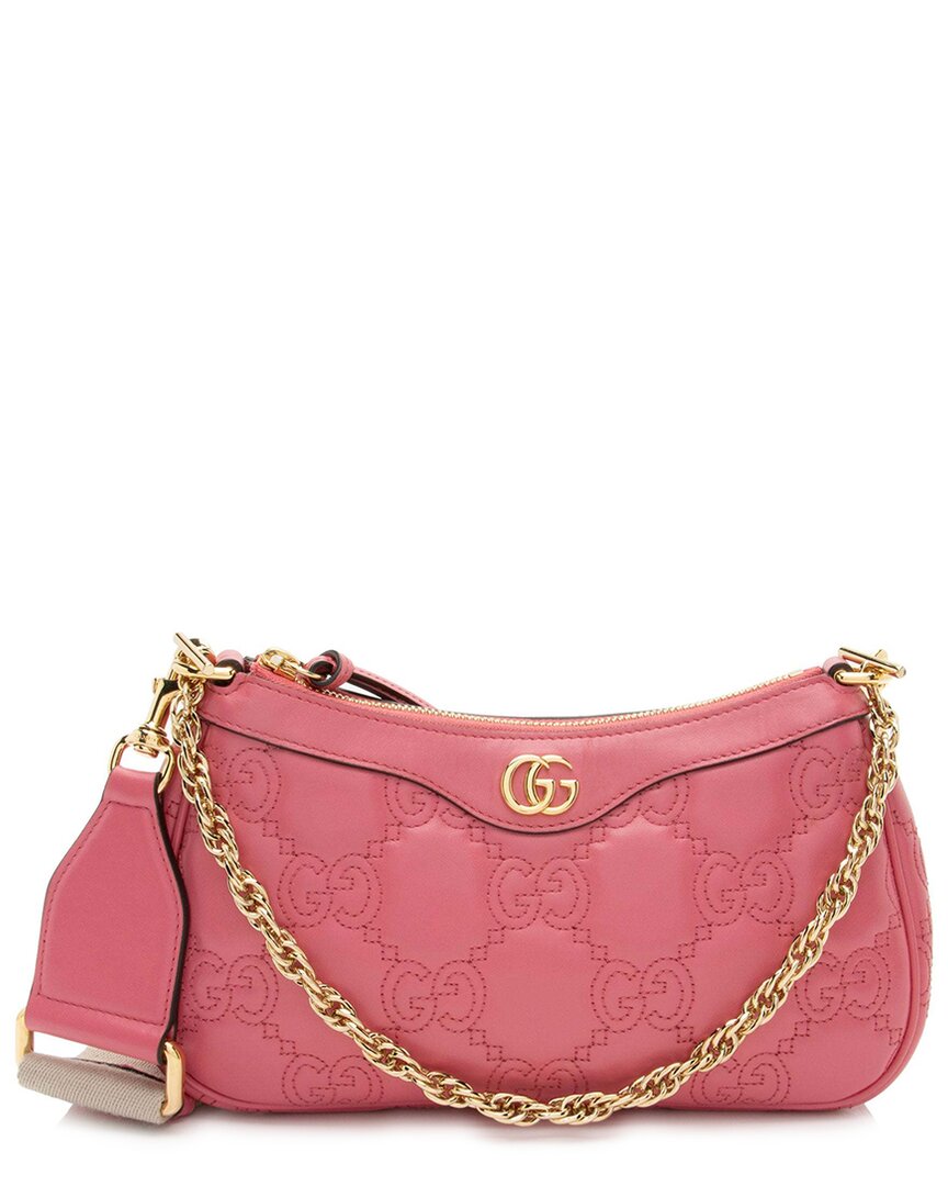 Gucci Pink Jumbo Gg Matelasse Leather Chain Small Crossbody (authentic Pre-  Loved)
