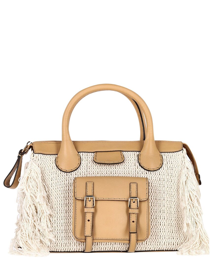 Chloé Beige Linen Edith Fringe Medium Day Bag (authentic Pre-loved)