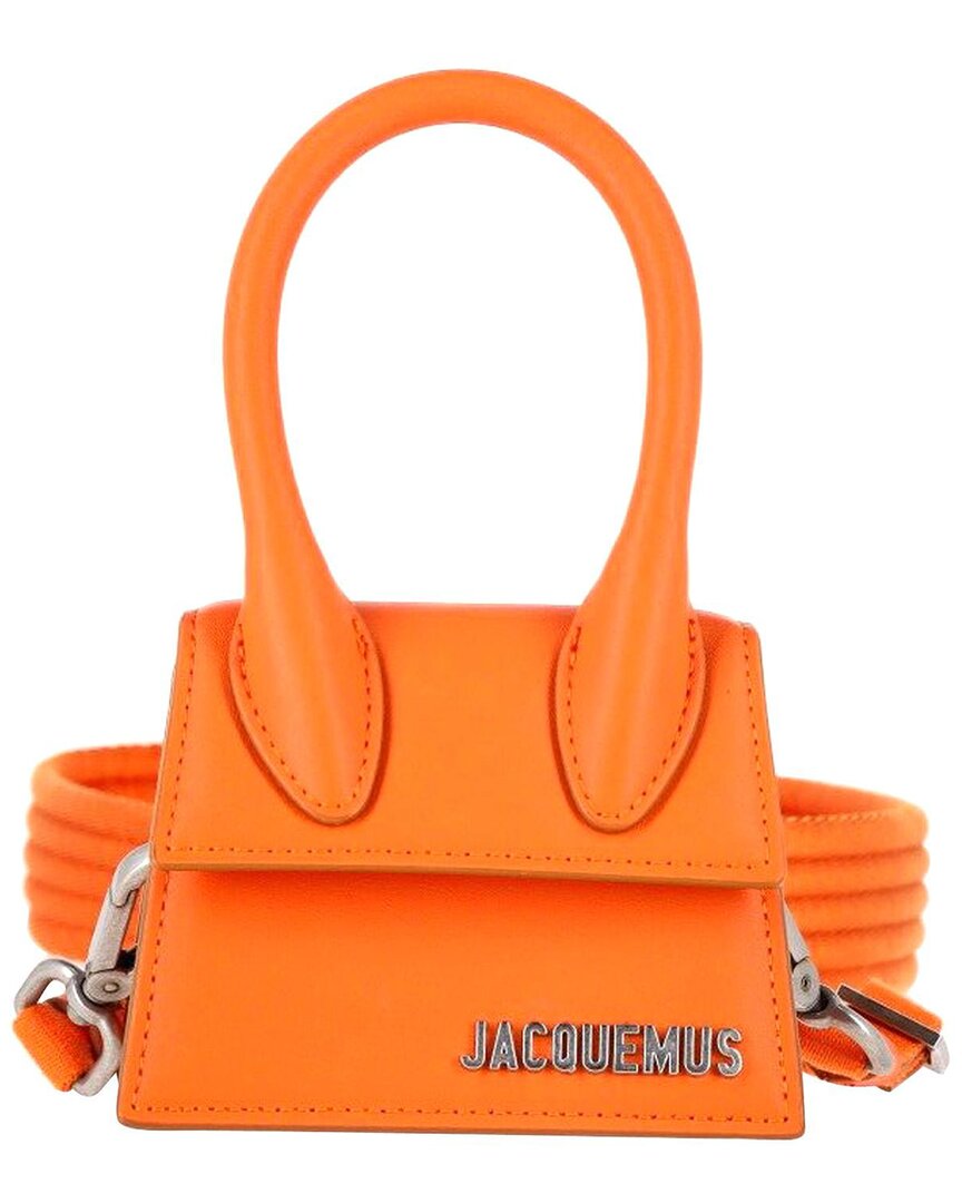 Jacquemus Le Chiquito Mini Signature Top Handle Bag In Orange Leather In Orange