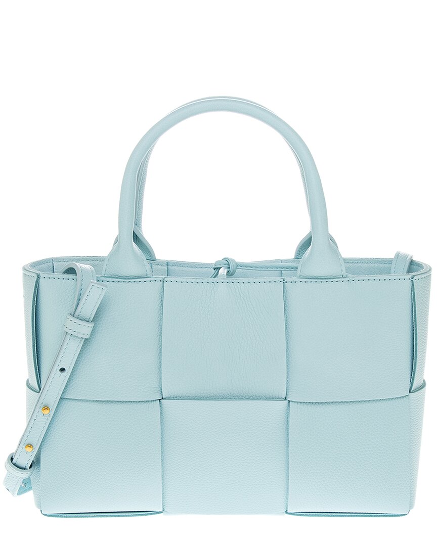 Bottega Veneta Mini Acro Woven Leather Crossbody In Blue