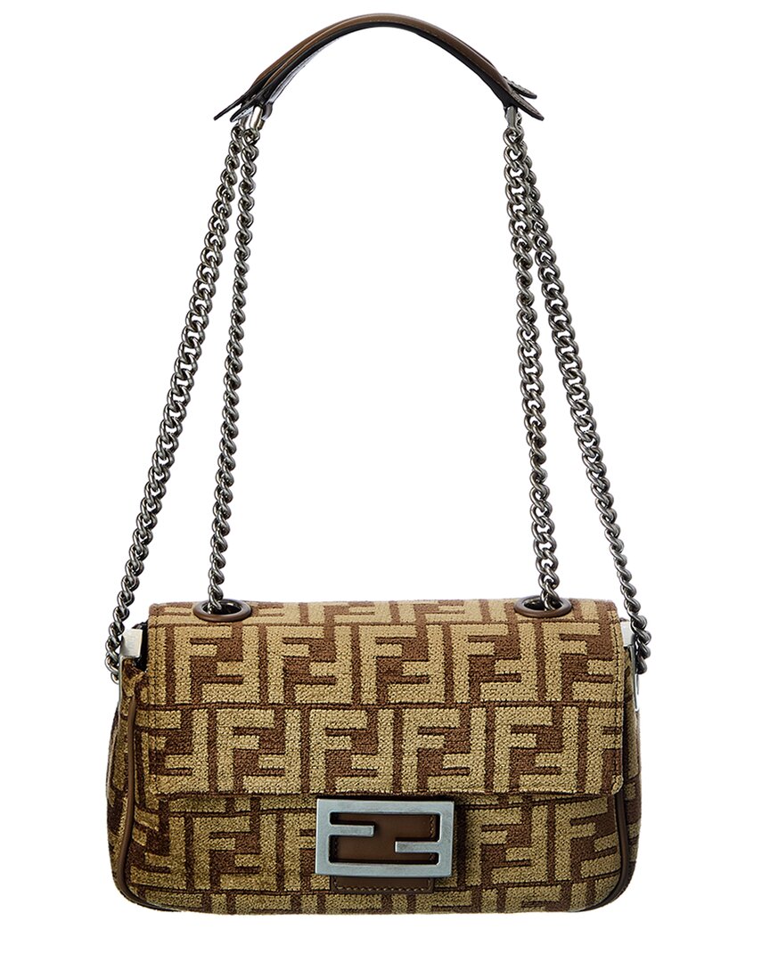 FENDI FENDI BAGUETTE MIDI FF TAPESTRY SHOULDER BAG