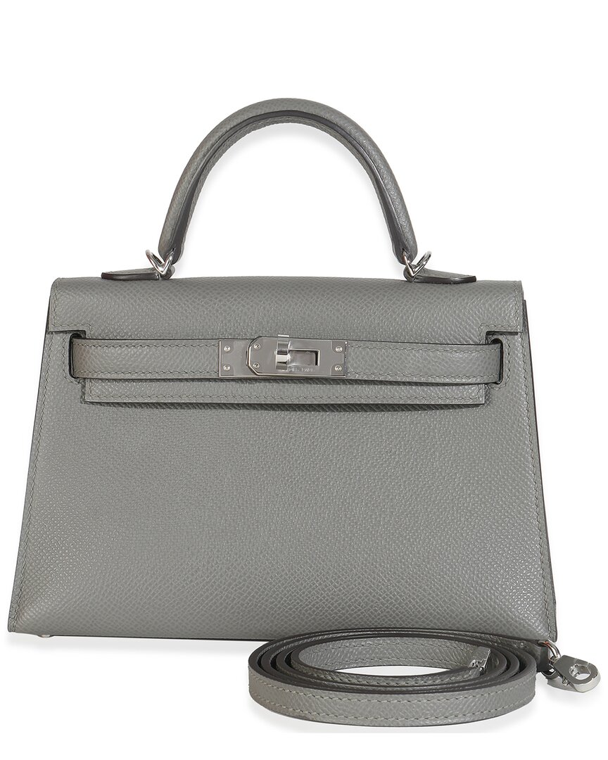 HERMES Pre-owned Hermès Grey Epsom Leather Sellier Mini Kelly Ii 20 Phw (authentic Pre-loved)