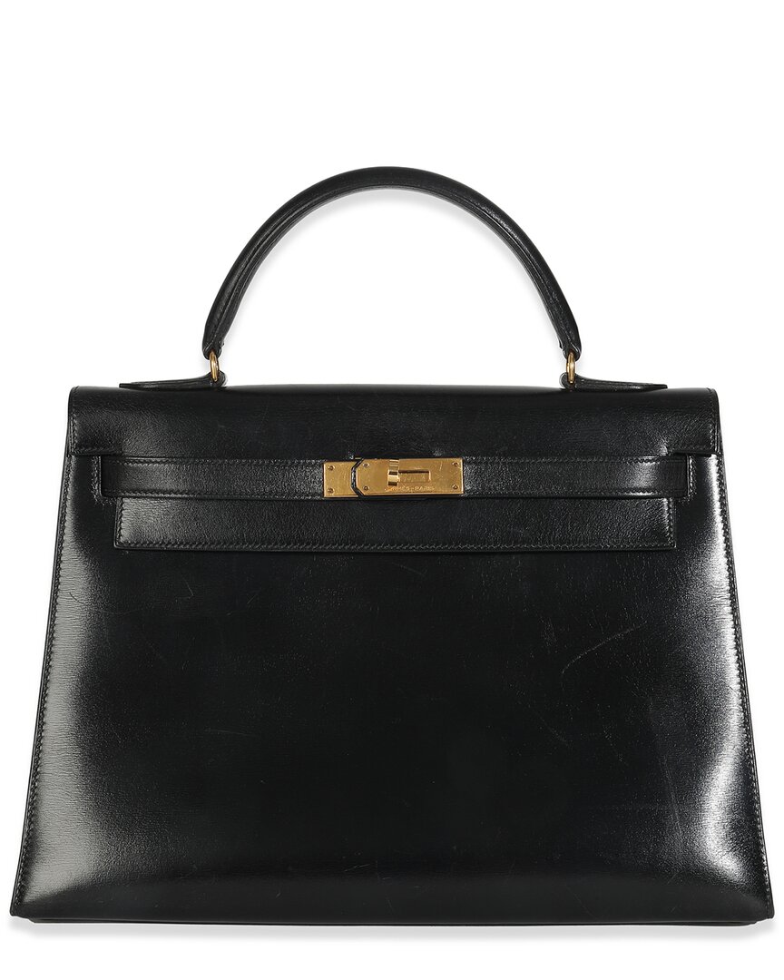 Click to view more detailed imagery on our partner's website Pre-owned Hermes Hermès Black Leather Box Sellier Kelly 32 Ghw (authentic Pre-loved)