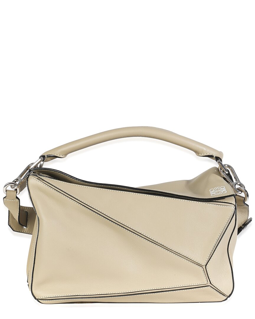 Loewe Neutral Leather Medium Puzzle Bag (authentic Pre-loved) In Neutral