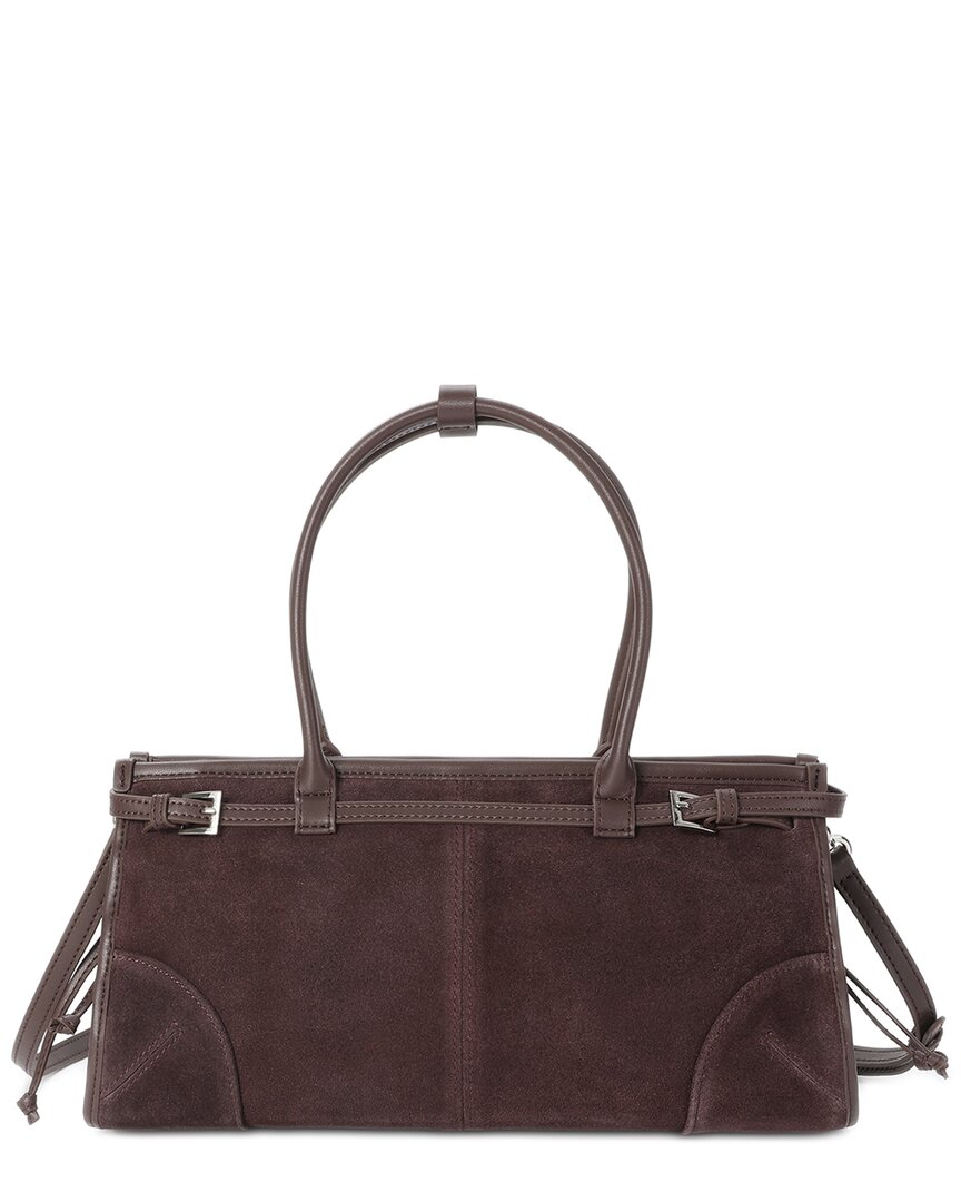Tiffany & Fred Paris Suede & Leather Top Handle Tote In Burgundy