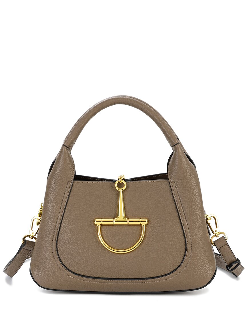 Tiffany & Fred Paris Pebbled Leather Top Handle Shoulder Bag In Brown