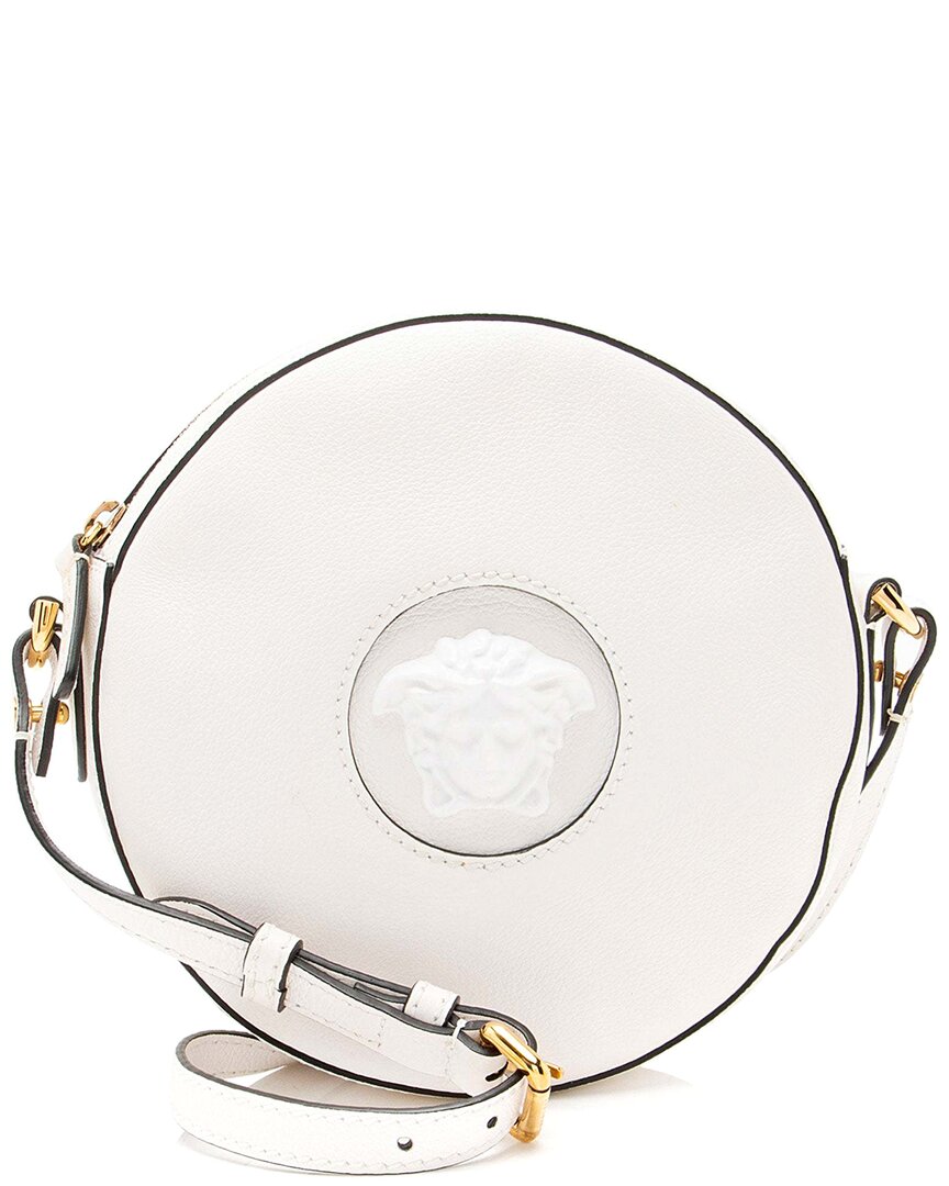 Versace Calfskin Medusa Round Crossbody In White
