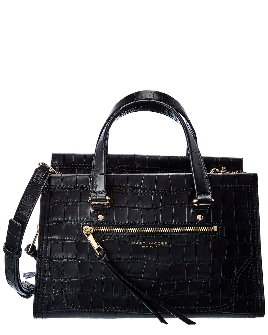 Marc Jacobs Cruiser Croc-embossed Leather Shoulder Bag In Black
