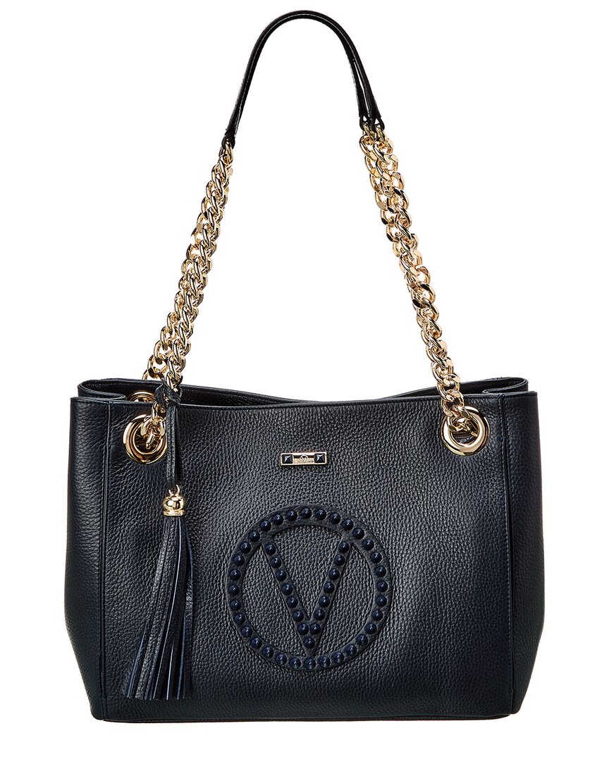Valentino By Mario Valentino Luisa Rock Leather Shoulder Bag In Blue