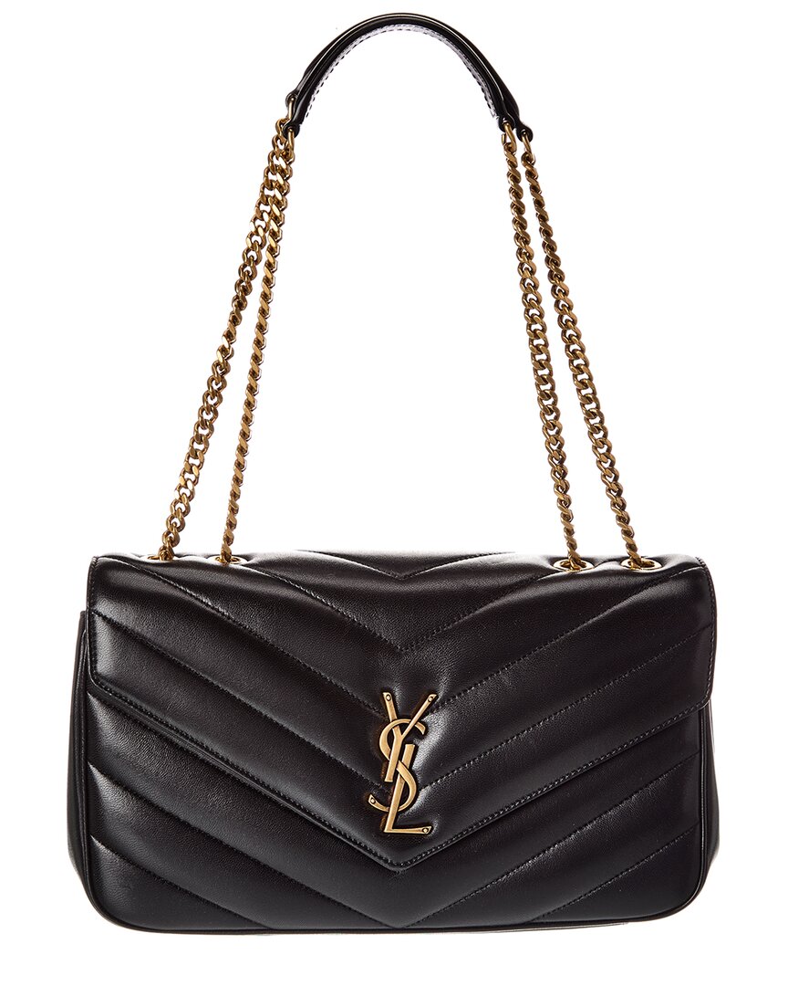 Saint Laurent Loulou Medium Leather Shoulder Bag In Black