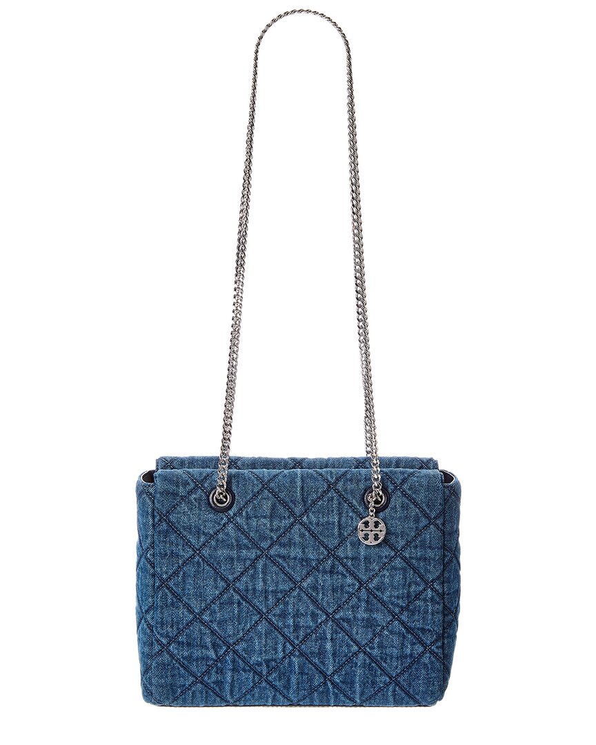 Tory Burch Willa Small Zip Denim Tote In Blue