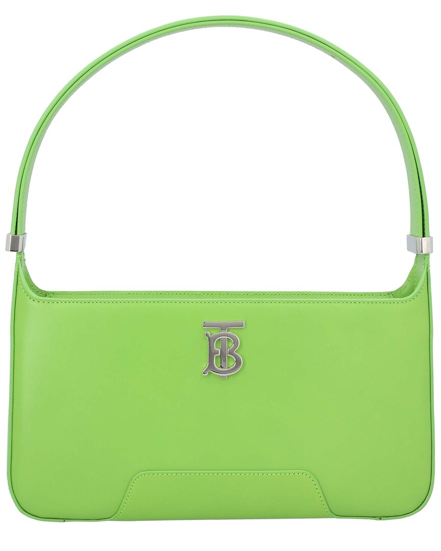 Burberry Green Calfskin Shoulder Bag With Logo In Green