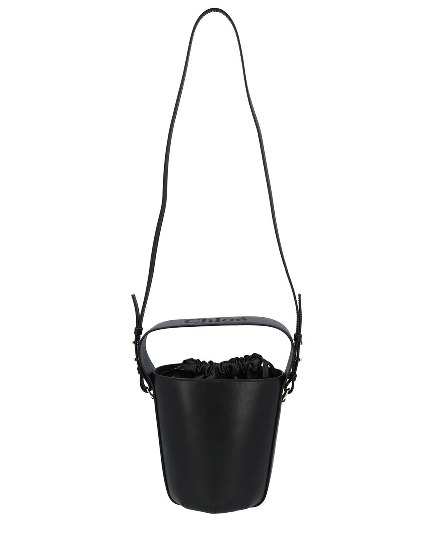 Chloé Black Calfskin Sense Bucket Bag In Black