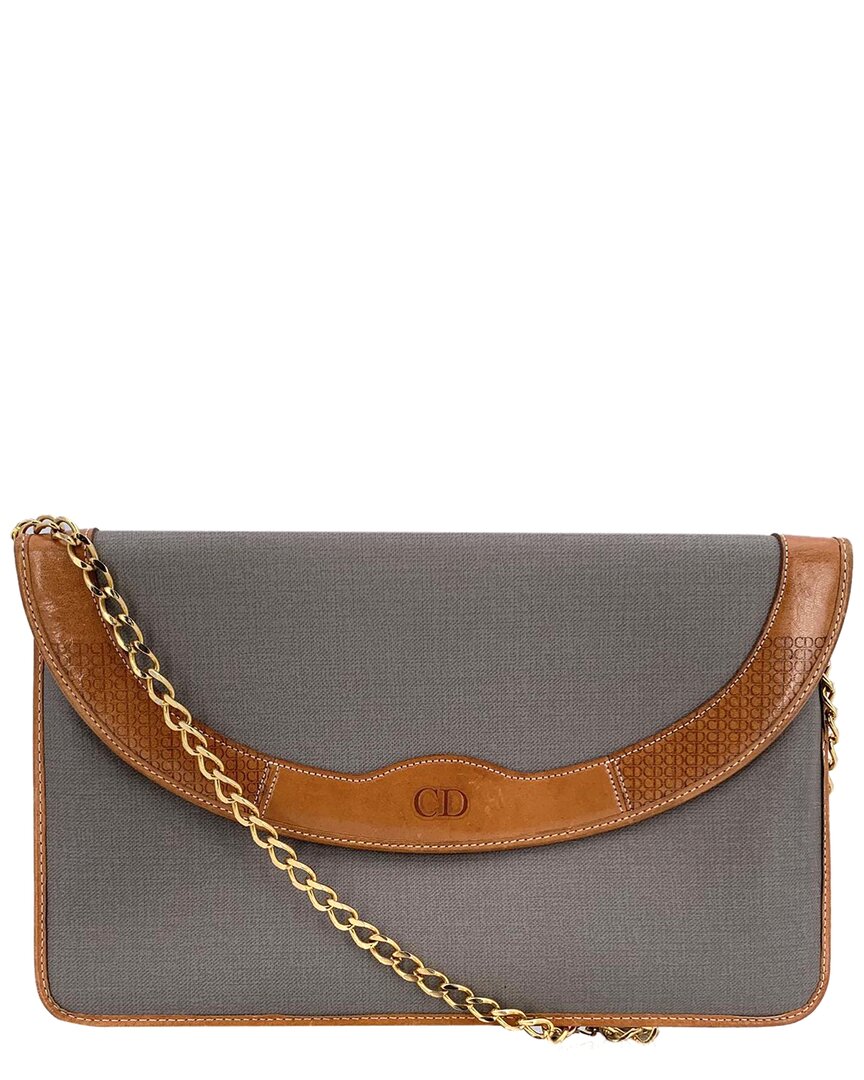 Dior Grey Leather Shoulder Bag (authentic Pre-loved) In Gray