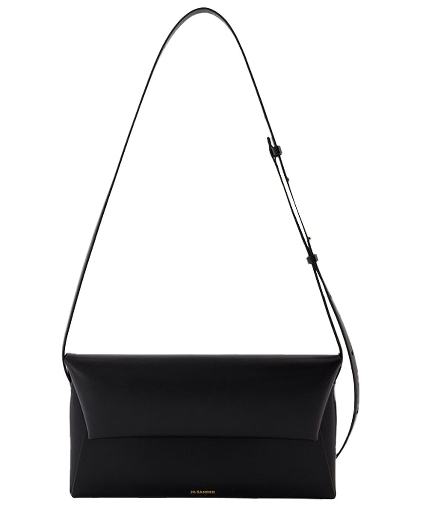 Jil Sander Black Calfskin Folded Small Crossbody In Black