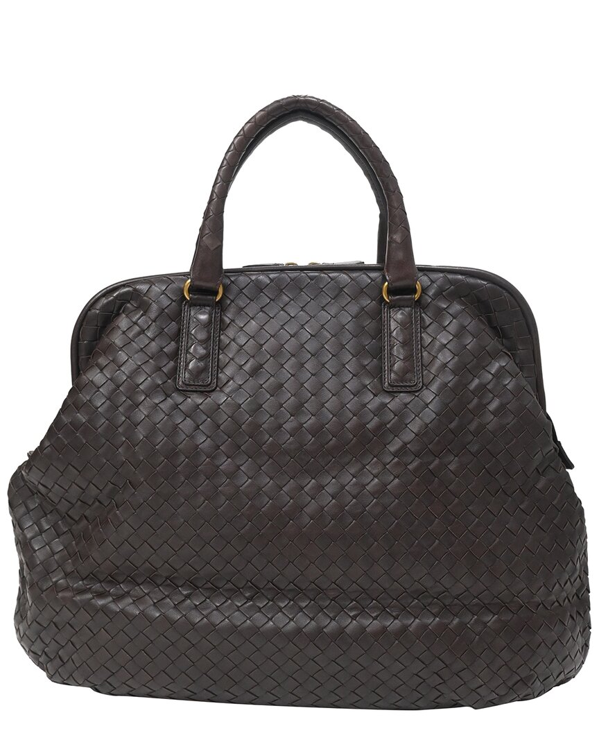 Bottega Veneta Brown Leather Intrecciato Top Handle Bag (authentic Pre-loved) In Brown