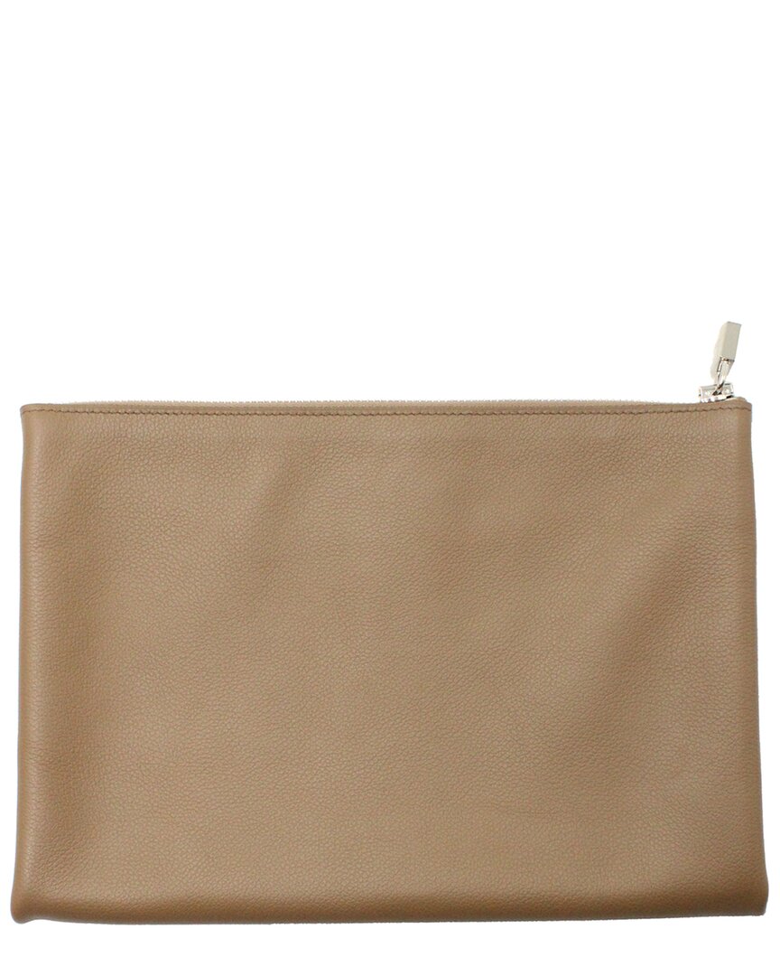 Pre-owned Hermes Hermès Brown Calfskin Leather Atout 26 Flat Pouch (authentic Pre-loved)