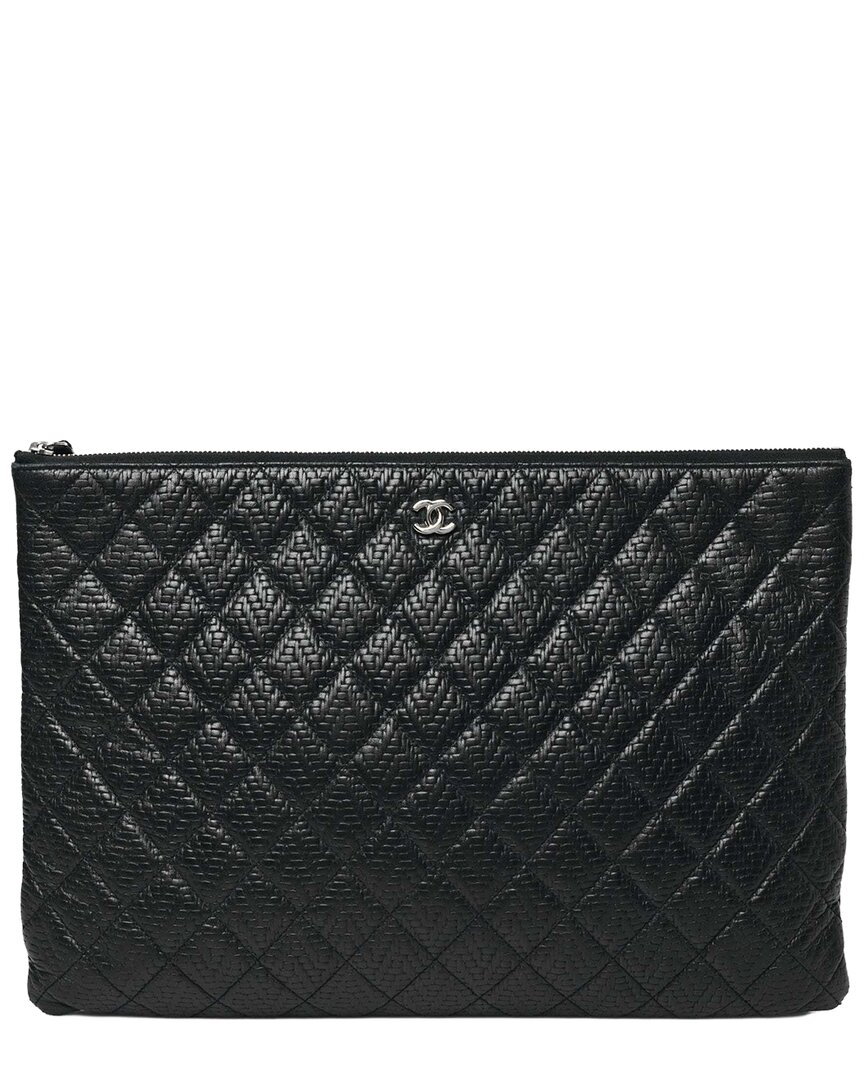 Pre-owned Chanel Woven Large Leather Cosmetic Case