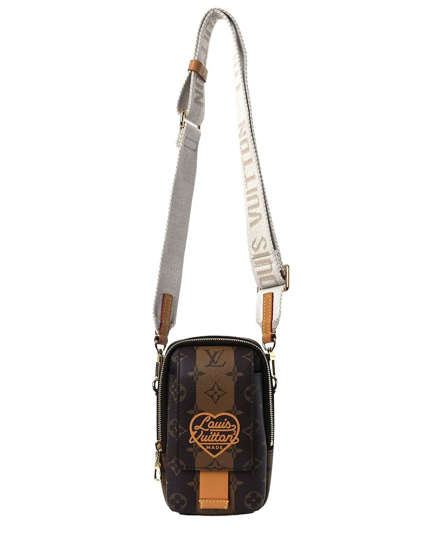 Pre-owned Louis Vuitton Brown Monogram Reverse Coated Canvas X Nigo Flat Double Phone  Pouch (authentic Pre-lo