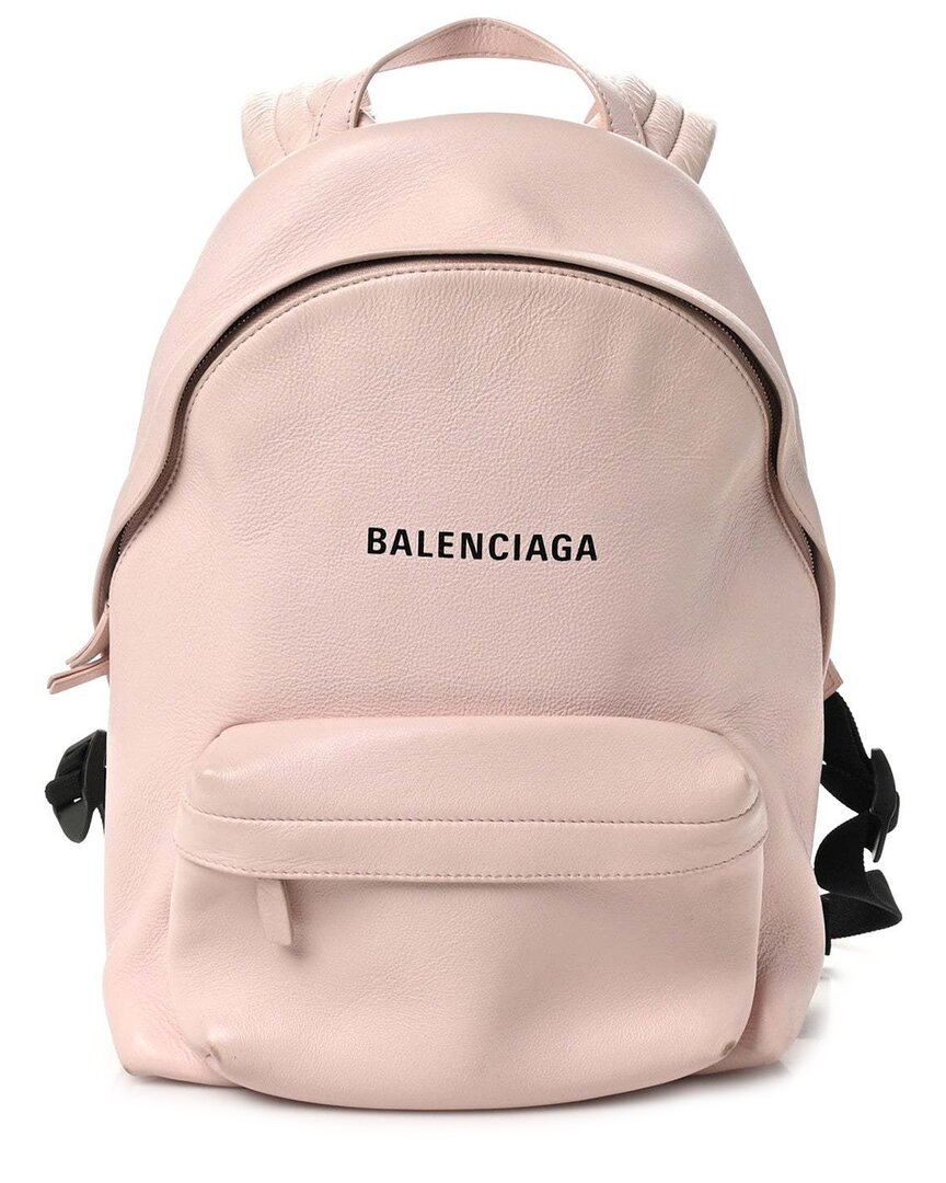 Balenciaga Light Rose Black Smooth Calfskin Leather Logo Small Everyday Backpack (authentic Pre-lov