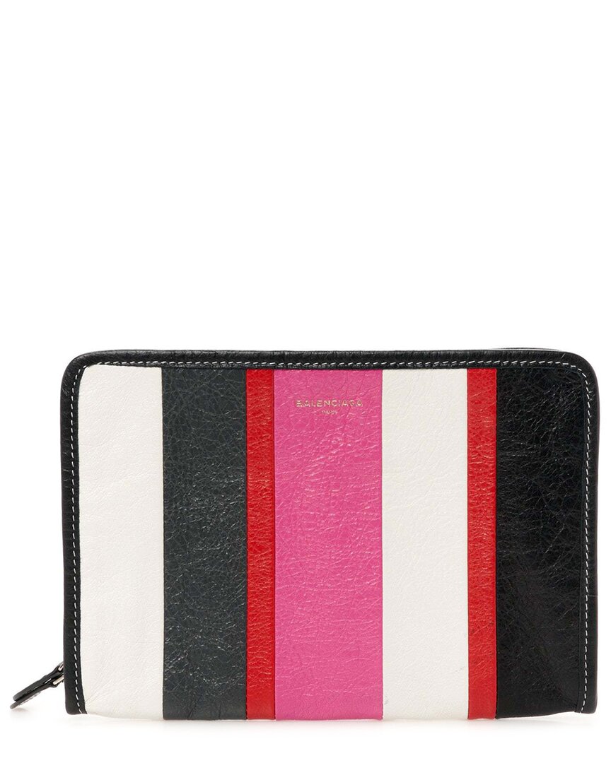 Balenciaga Rose Gris White Black Rouge Agneau Arena Leather Bazar Pouch  (authentic Pre-loved)