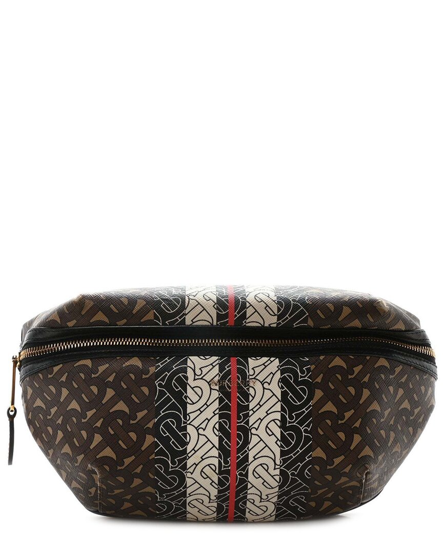 Burberry Bridle Brown E-canvas Icon Stripe Coated Canvas Sonny Bum Bag  (authentic Pre-loved)