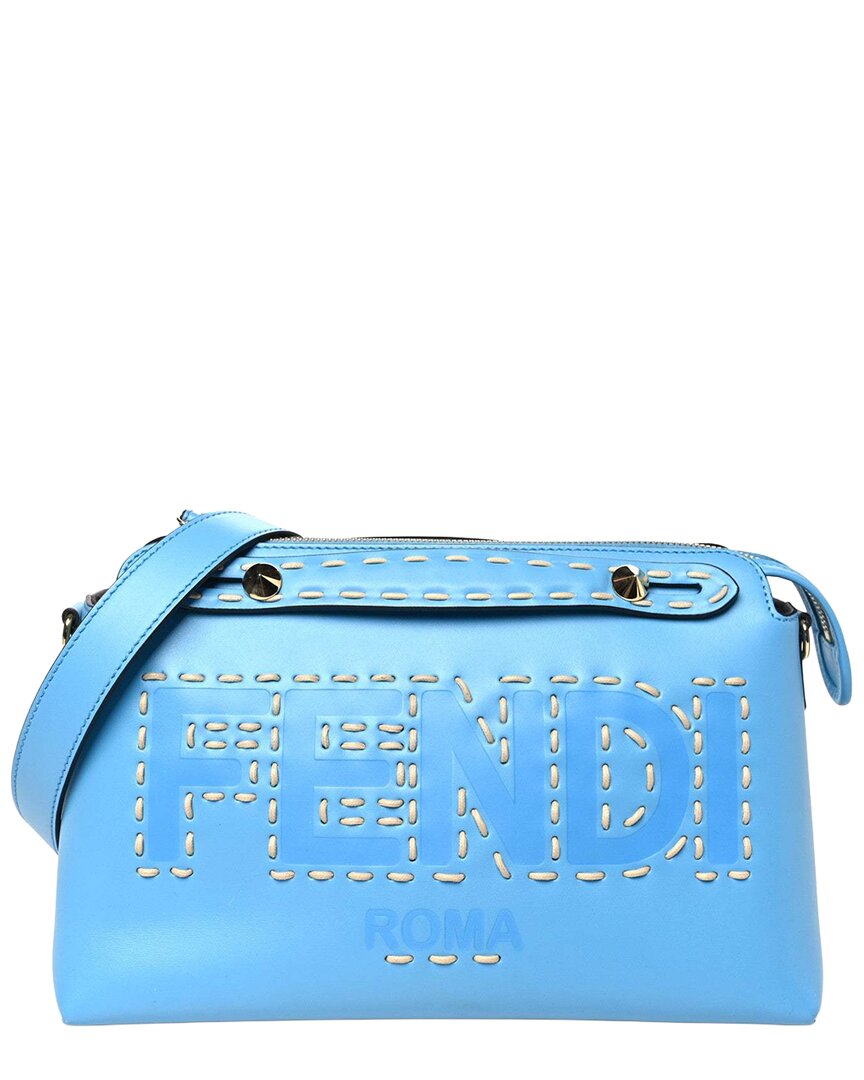 Burberry Cyber Blue House Check Leather Small Macken Crossbody (authentic Pre- Loved)