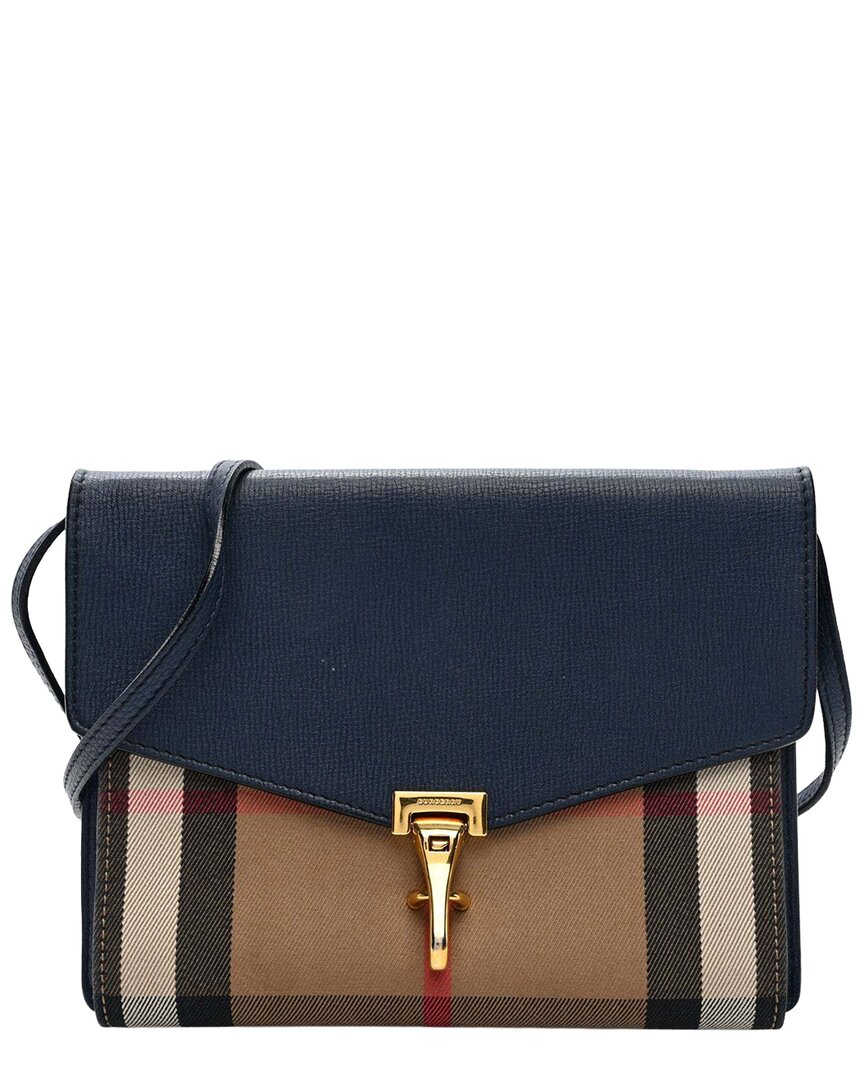 Burberry Ink Blue House Check Canvas Small Macken Crossbody (authentic Pre- Loved) In Multi