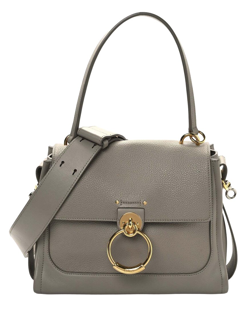Chloé Motty Grey Calfskin Leather Mini Tess Day Bag (authentic Pre-loved) In Gray