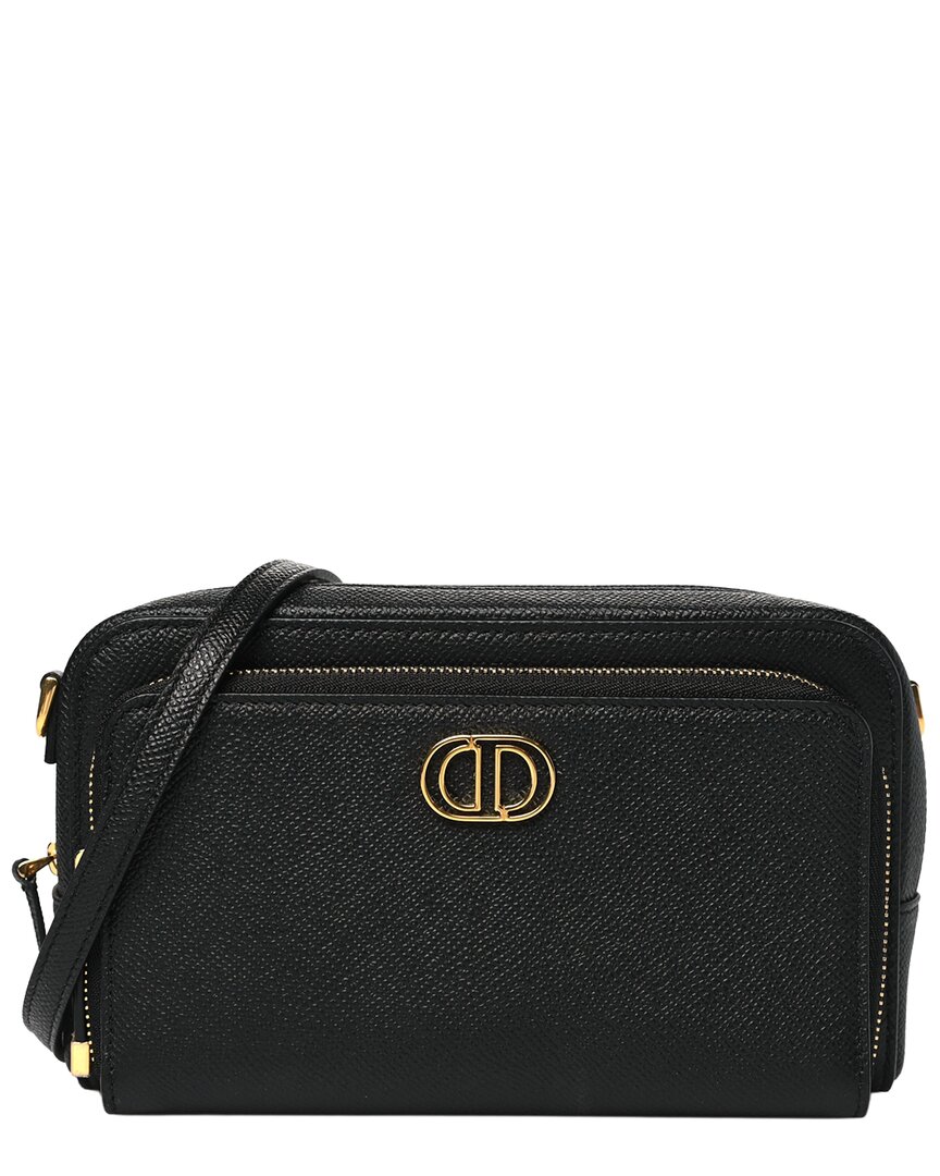 Dior Caro Double Leather Pouch In Black
