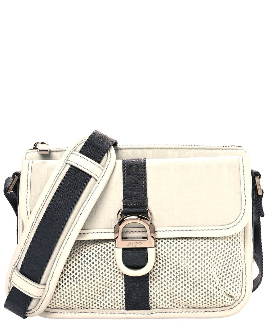 Dior Grey Oblique Canvas Messenger Pouch (authentic Pre-loved) In Multi