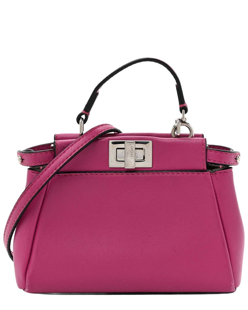 Fendi Peekaboo Iconic Leather Satchel In Pink