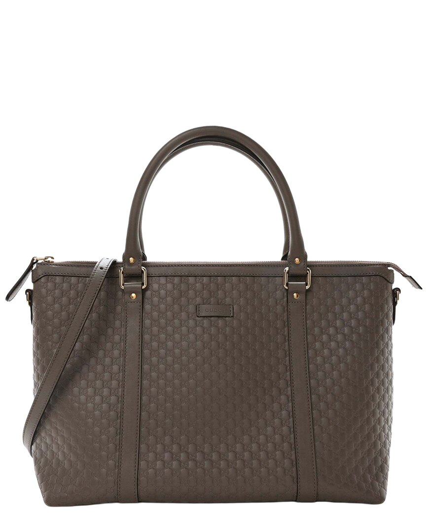 Gucci Medium Leather Satchel In Gray