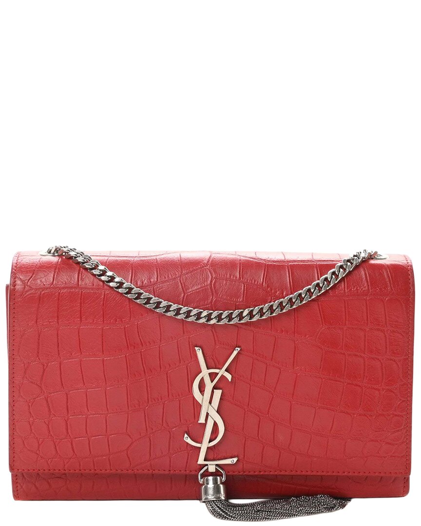 Saint Laurent Kate Tassel Medium Leather Satchel In Red