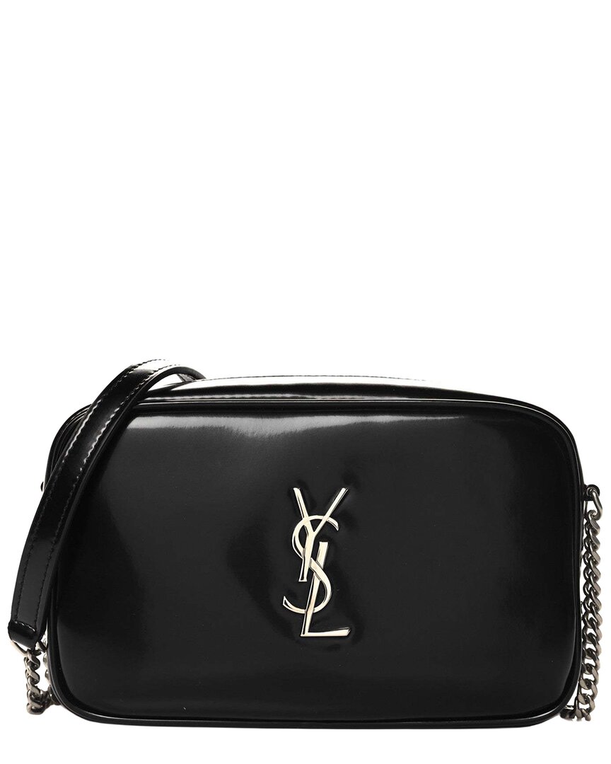 Saint Laurent Black Shiny Calfskin Leather Monogram Mini Lou Camera Bag (authentic Pre-loved)