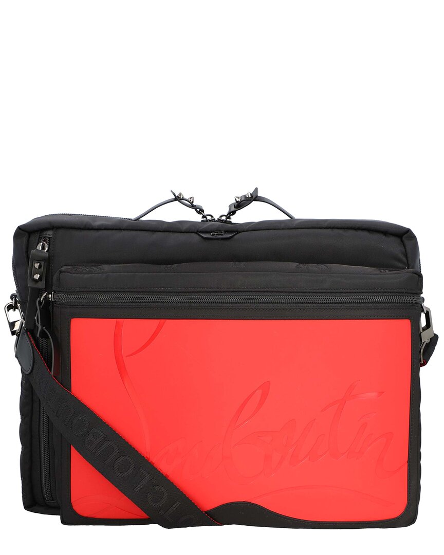 Christian Louboutin Black Nylon Loubideal Crossbody, Never Carried (authentic Pre-loved) In Red