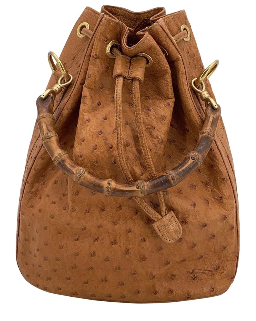Gucci Beige Leather Bamboo Handbag (authentic Pre-loved) In Brown
