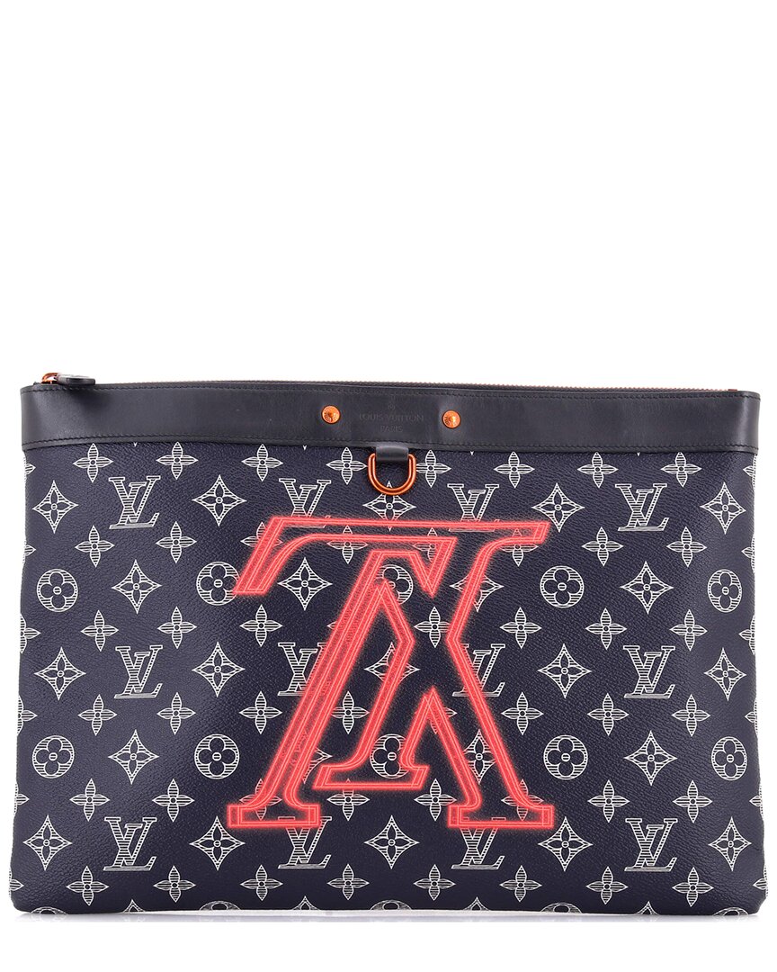 Pre-owned Louis Vuitton Blue Monogram Pochette Apollo Limited Edition Upside Down Ink Gm (authentic Pre-loved