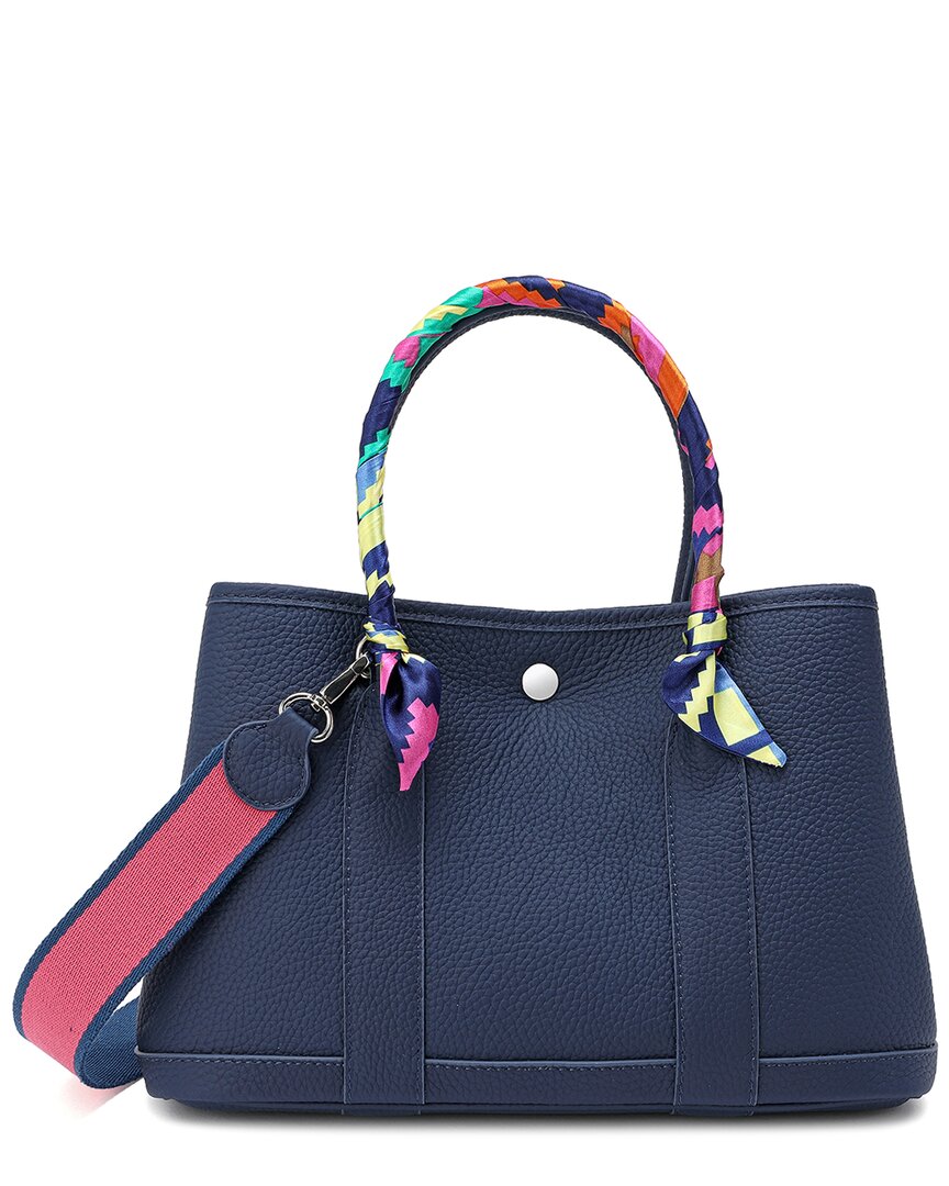 Tiffany & Fred Top-grain Leather Satchel In Blue