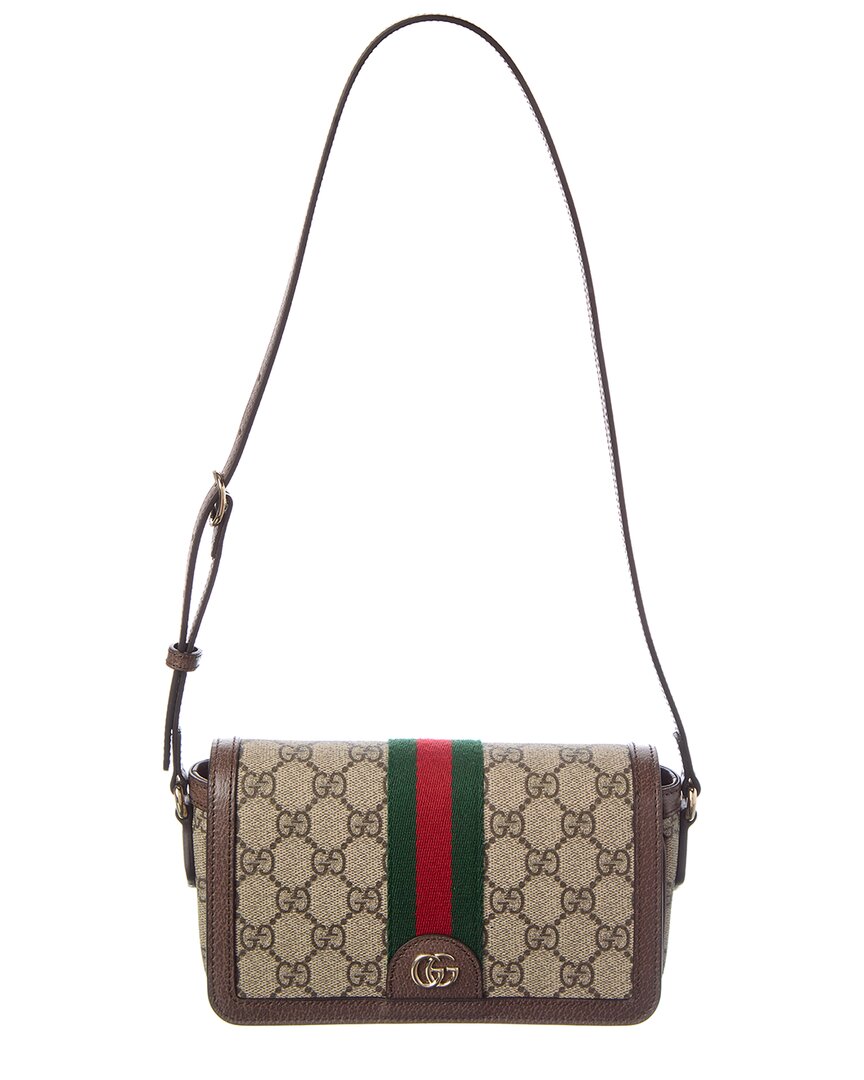 Gucci Ophidia Mini Gg Supreme Canvas & Leather Shoulder Bag In Brown