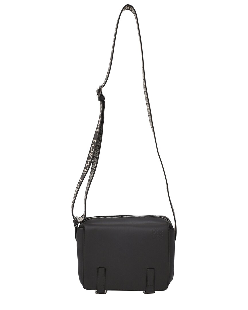 Loewe Black Leather Xs Military Messenger Bag (authentic Pre-loved) In Black