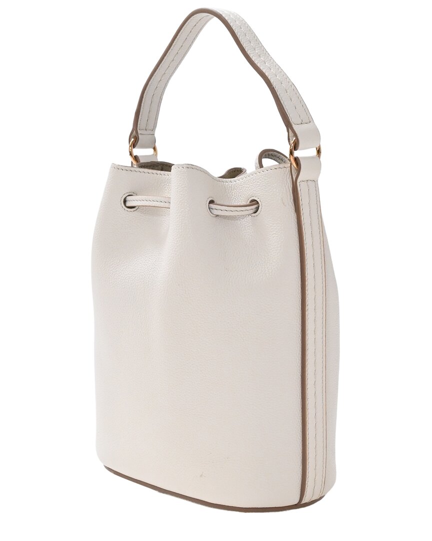 Tod's White Leather T Timeless Bucket Bag (authentic Pre-loved) In White