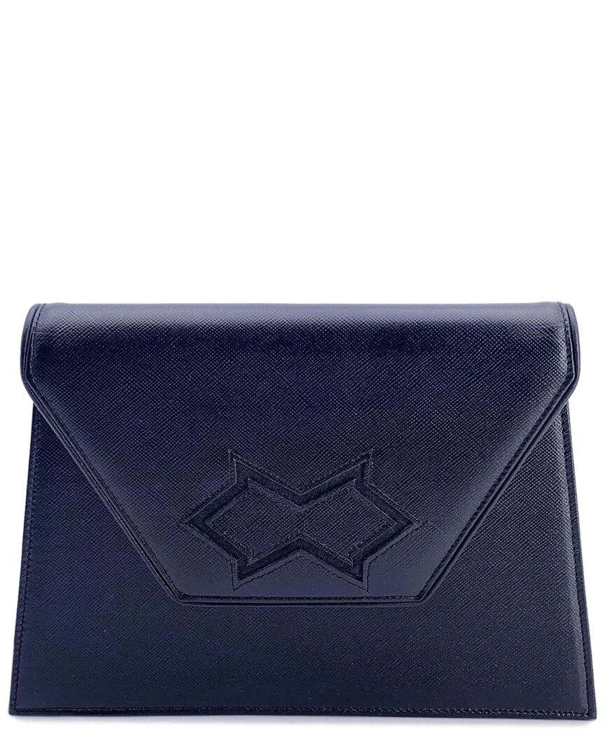 Saint Laurent Yves  Vintage Leather Clutch Bag (authentic Pre-loved) In Blue