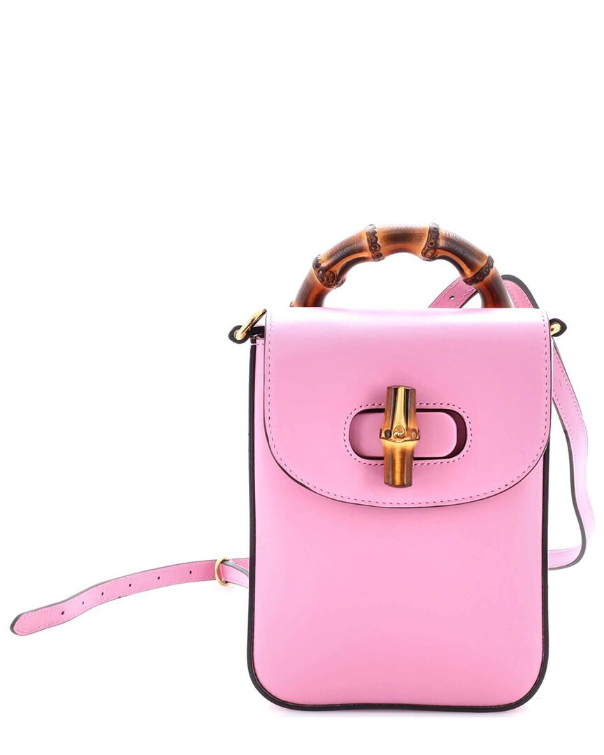 Gucci Bamboo Top Handle Backpack Leather Mini (authentic Pre-loved) In Pink
