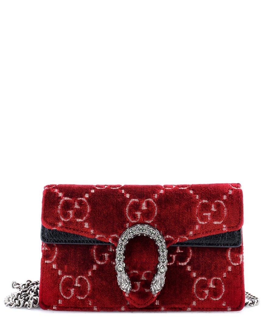 Gucci Dionysus Bag Gg Velvet Super Mini (authentic Pre-loved) In Red