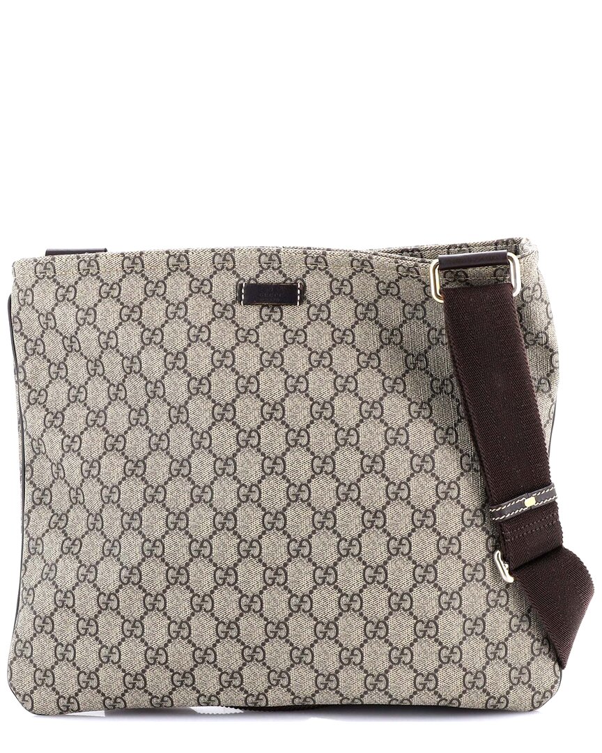 Gucci Zip Top Messenger Bag Gg Coated Canvas Large (authentic Pre-loved) In Multi