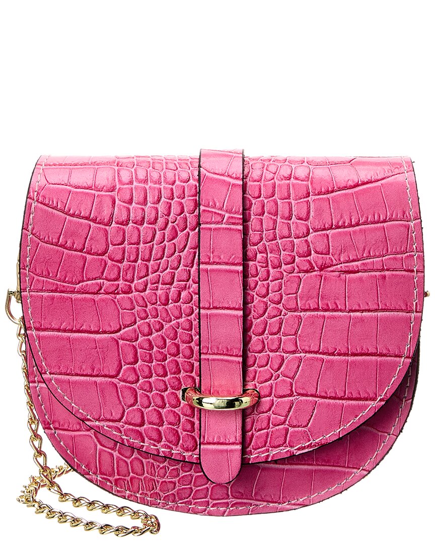 Italian Leather Crocembossed Crossbody In Pink ModeSens