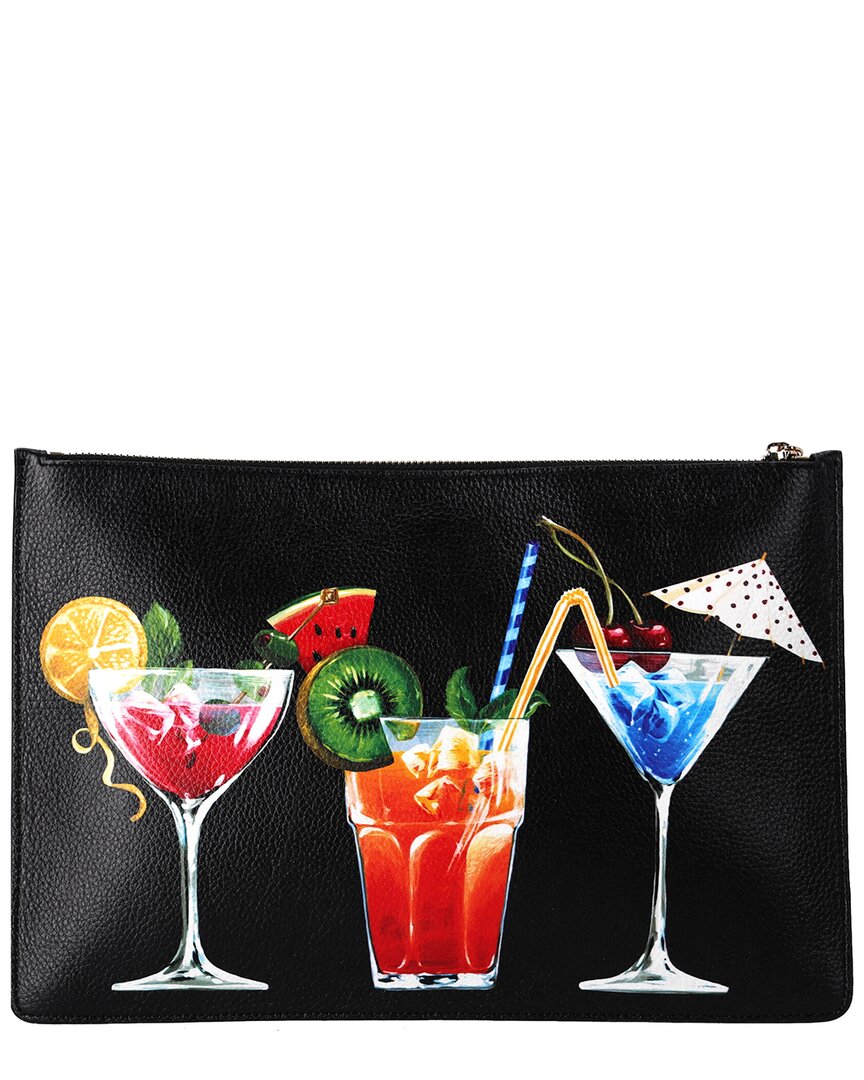 Dolce & Gabbana Multicolor Leather Cocktail Print Clutch (authentic Pre-loved)