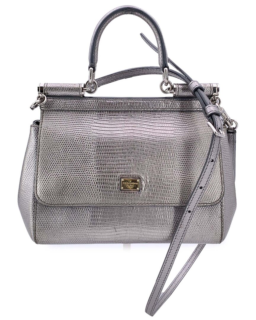 Dolce & Gabbana Grey Leather Handbag Sicily (authentic Pre-loved)