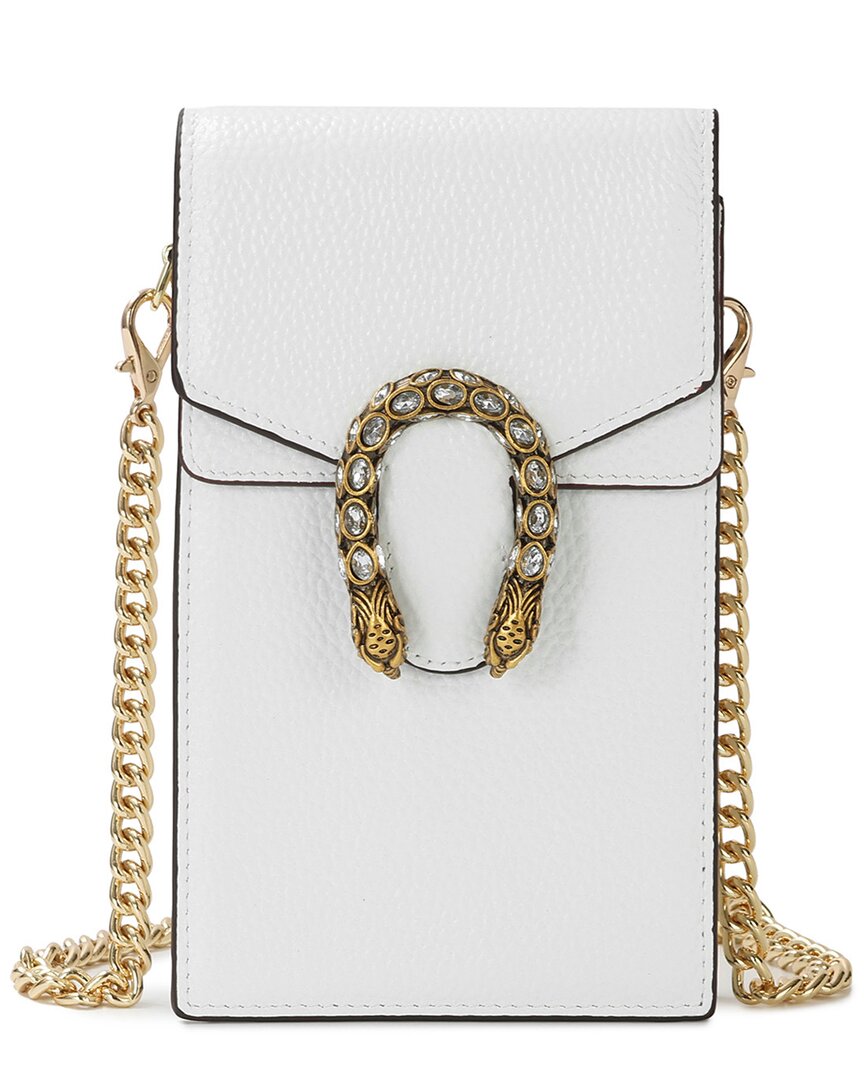 Tiffany & Fred Paris Full-grain Leather Crossbody In White